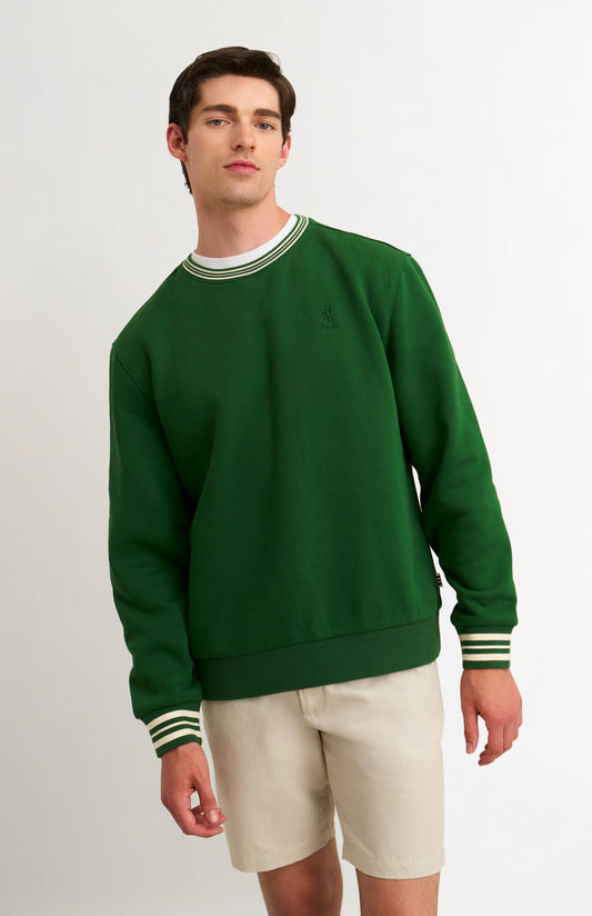 Mens Cotton Crew Neck Sweat in Green