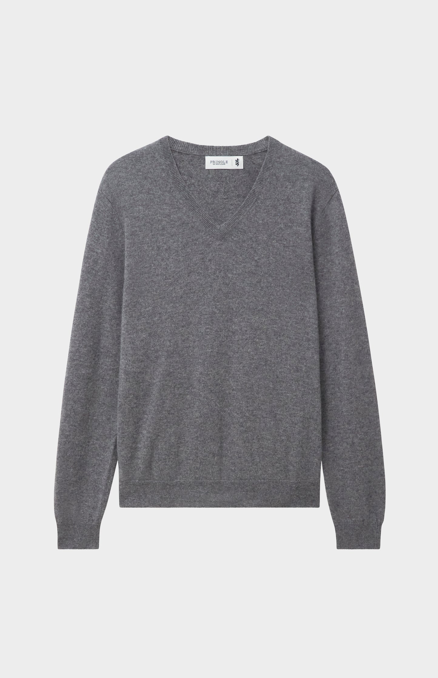 Pringle Men's Classic V Neck Cashmere Jumper In Grey Melange