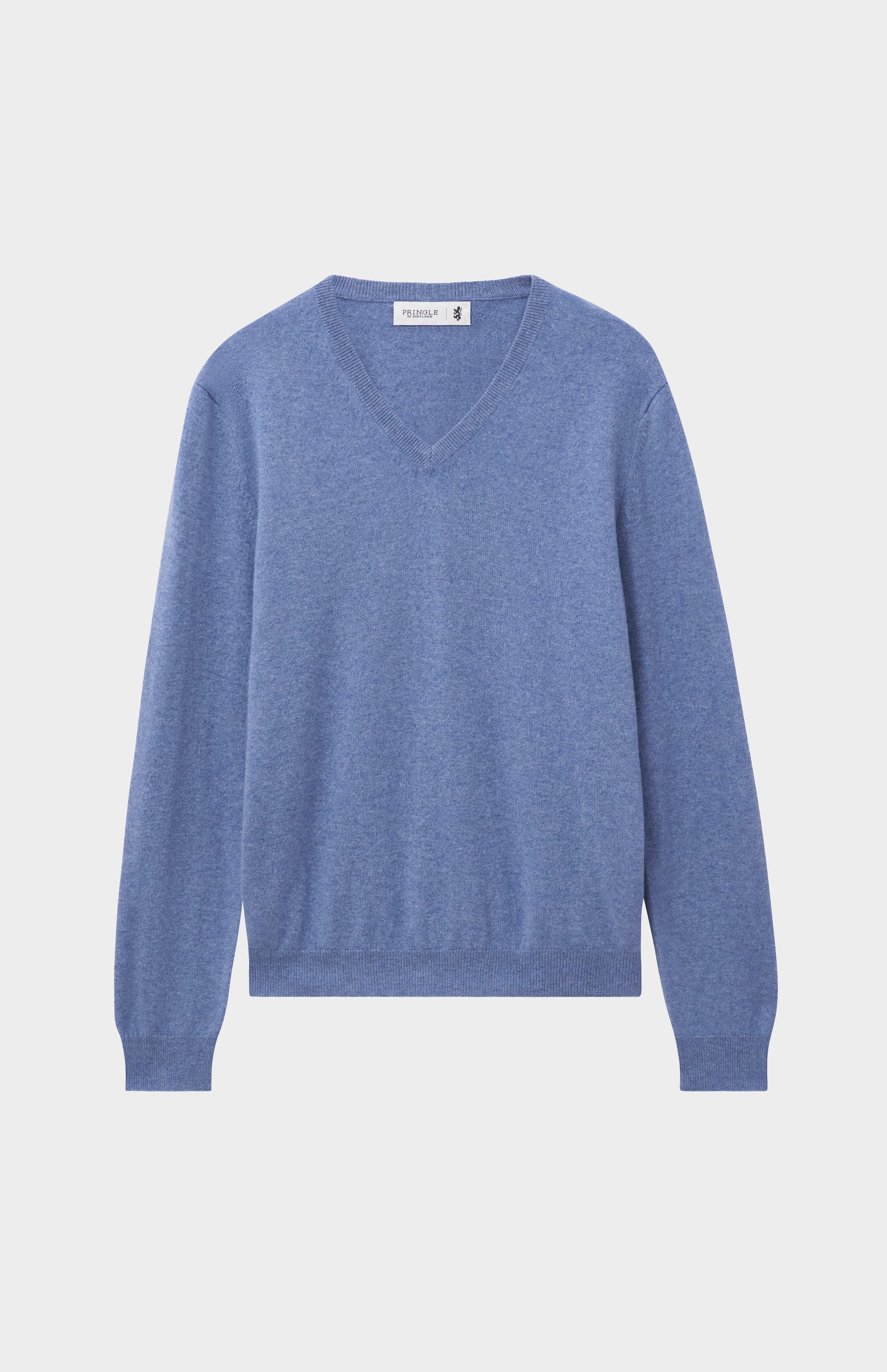 Pringle Men's Classic V Neck Cashmere Jumper In Blue Melange