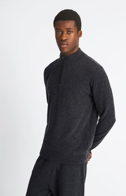 Pringle Men's Half Zip Merino Cashmere Blend Jumper In Charcoal on model