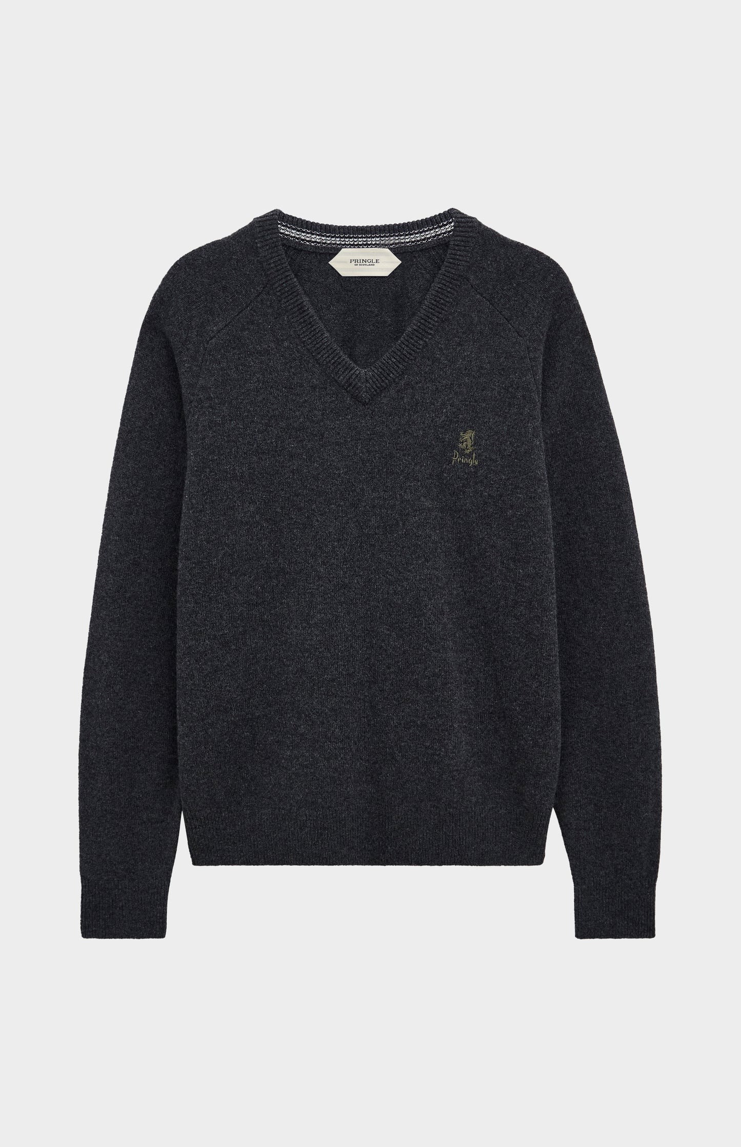 Men's Classic V-neck Supersoft Lambswool Jumper  In Charcoal