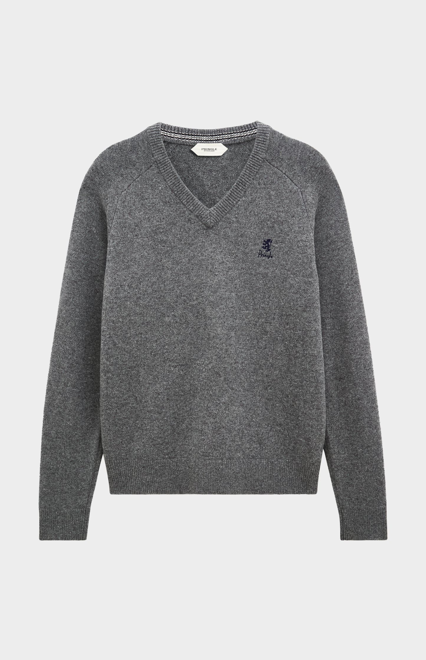 Men's Classic V-neck Supersoft Lambswool Jumper  In Grey Melange