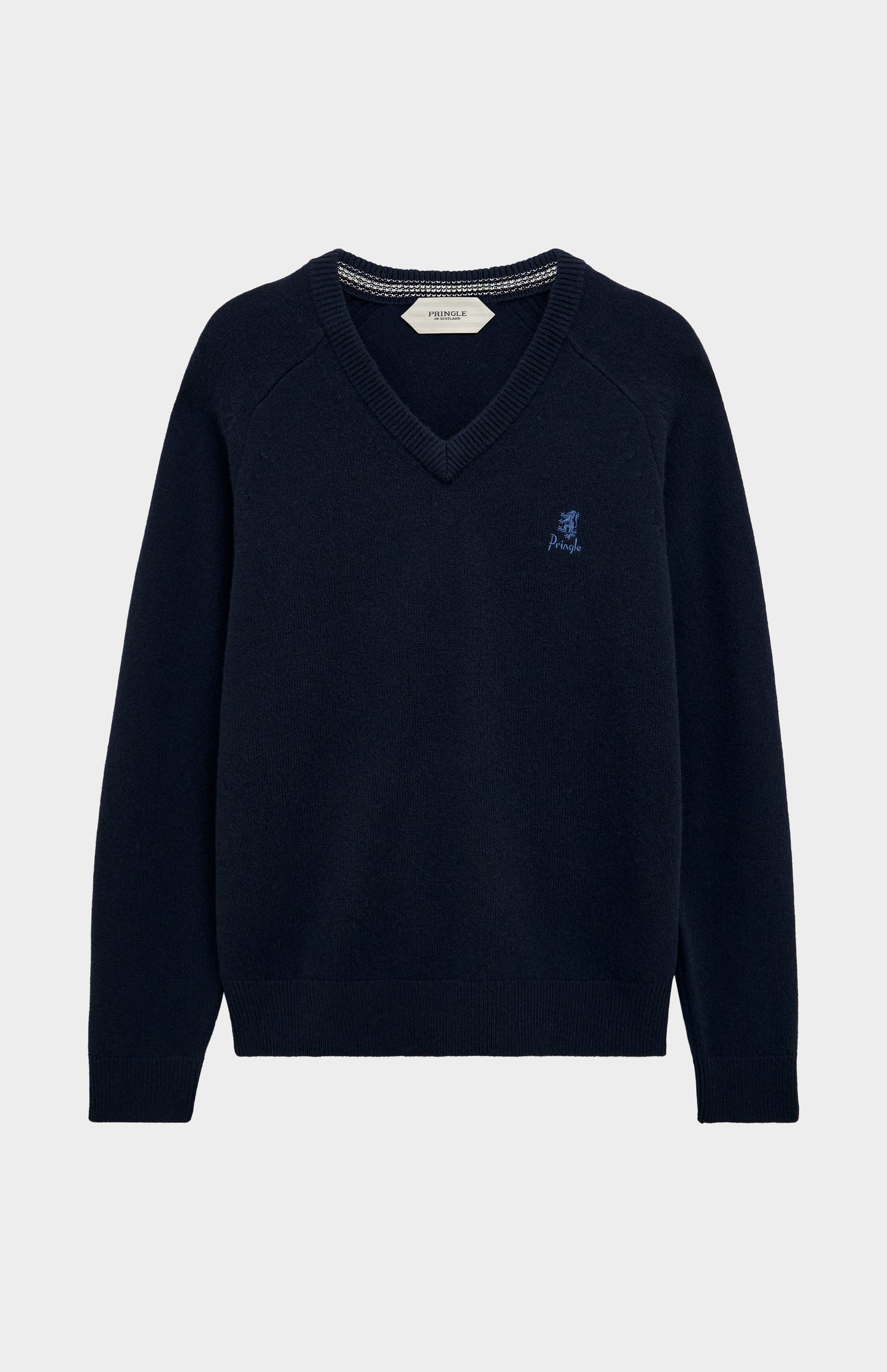 Men's Classic V-neck Supersoft Lambswool Jumper  In Navy Blue