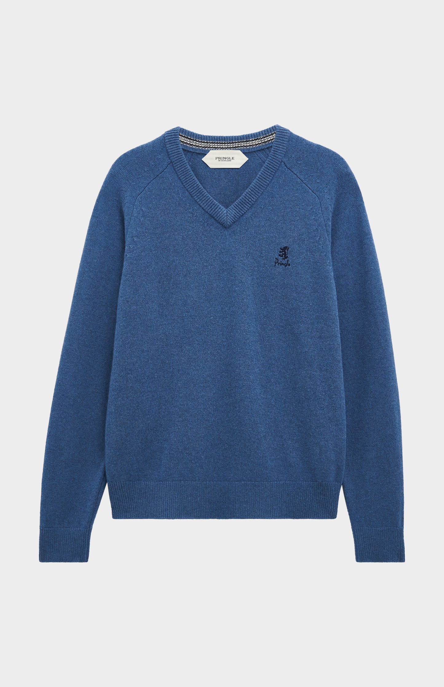Men's Classic V-neck Supersoft Lambswool Jumper  In Bering Sea Blue