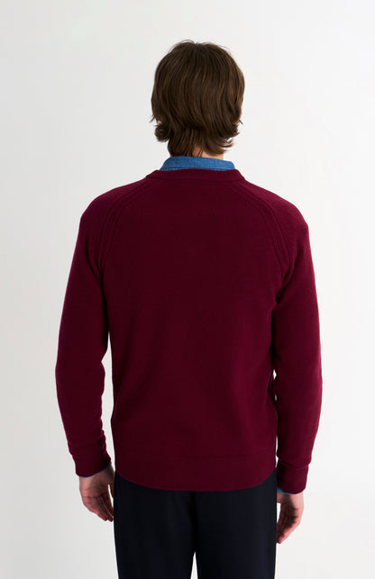 Pringle of Scotland Men’s Lambswool V Neck Jumper In Burgundy rear view