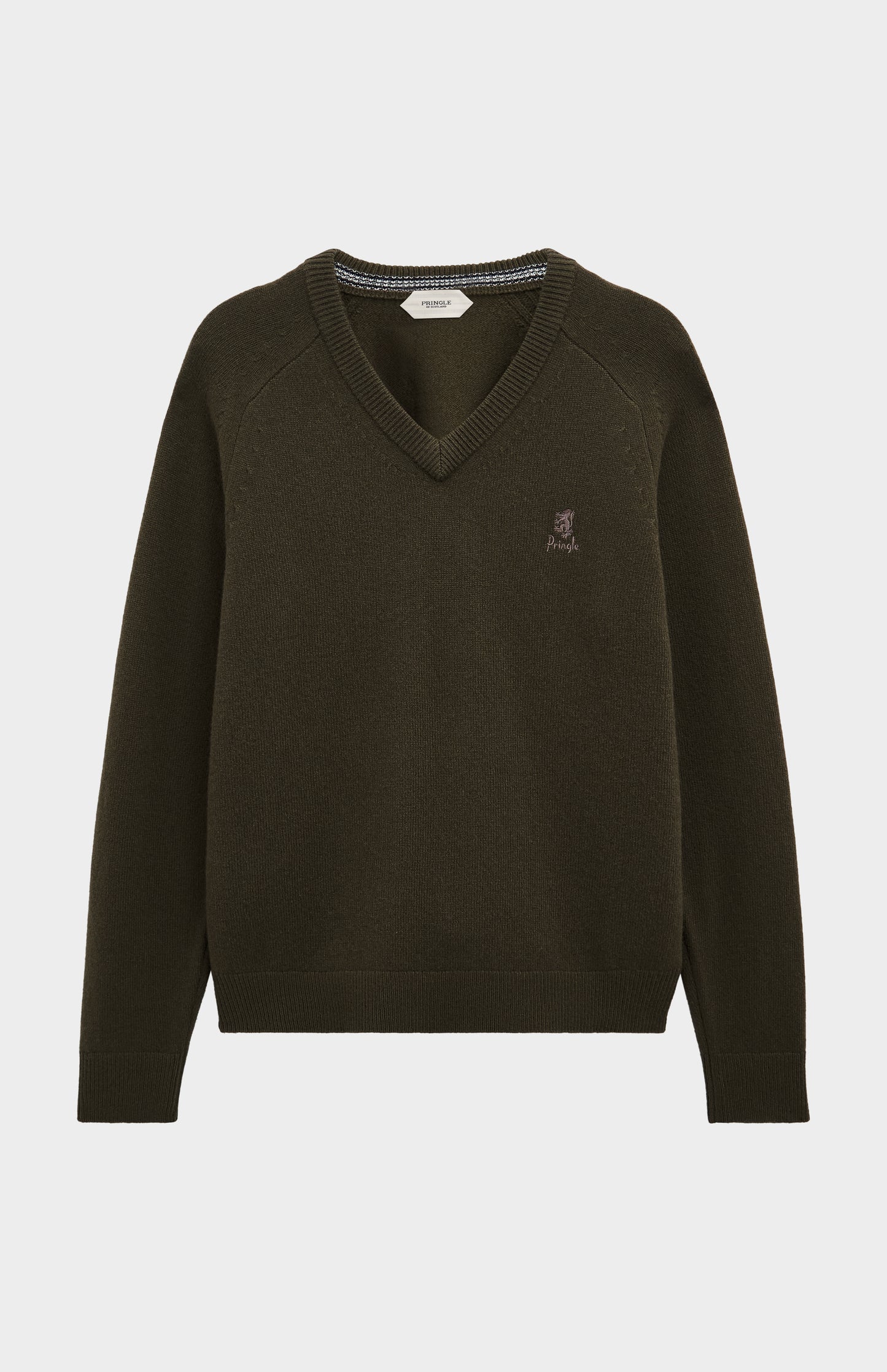 Men's Classic V-neck Supersoft Lambswool Jumper  In Dark Olive