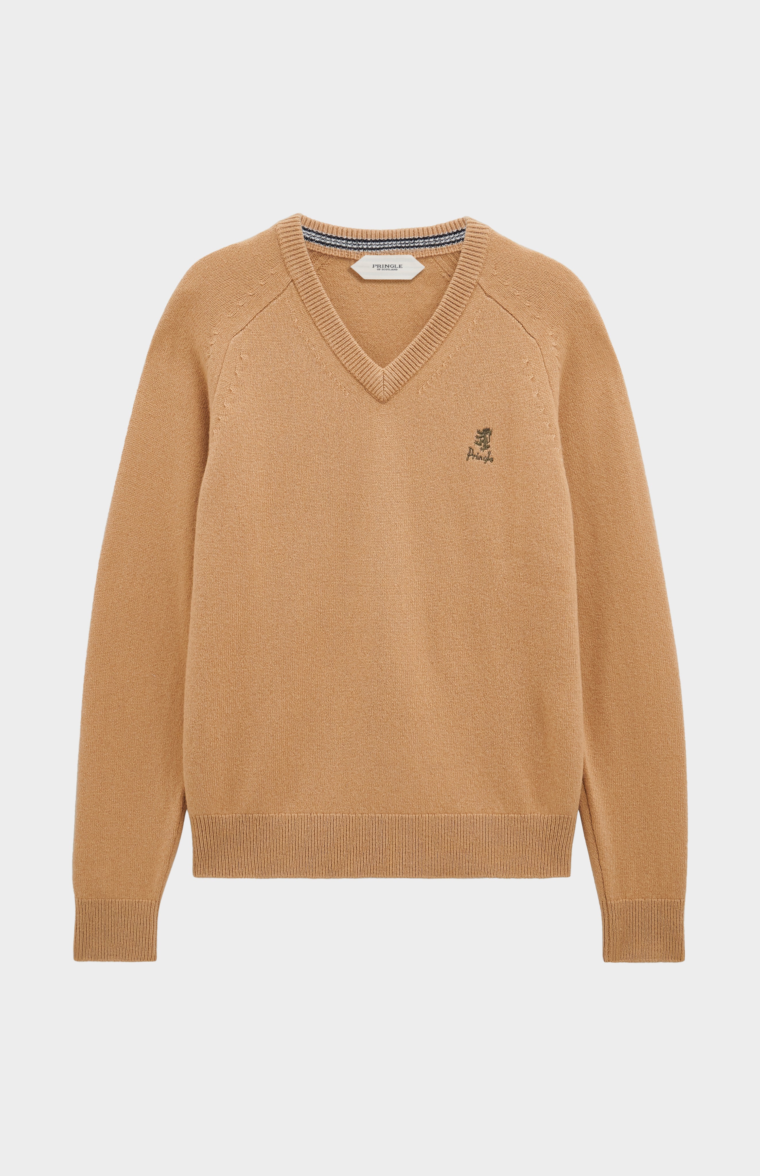 Pringle of Scotland Men's Lambswool V Neck Jumper In Camel