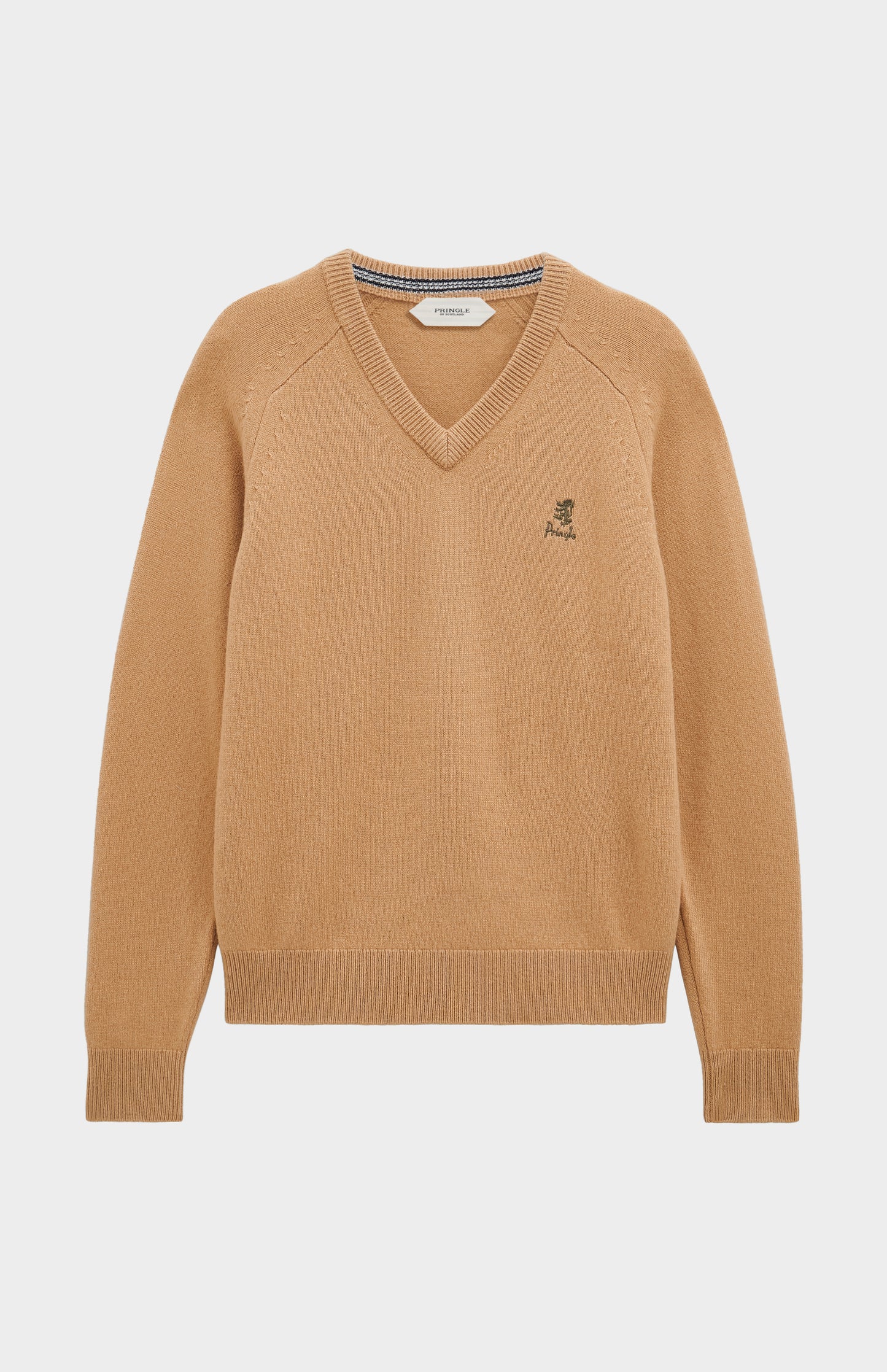Men's Classic V-neck Supersoft Lambswool Jumper In Camel
