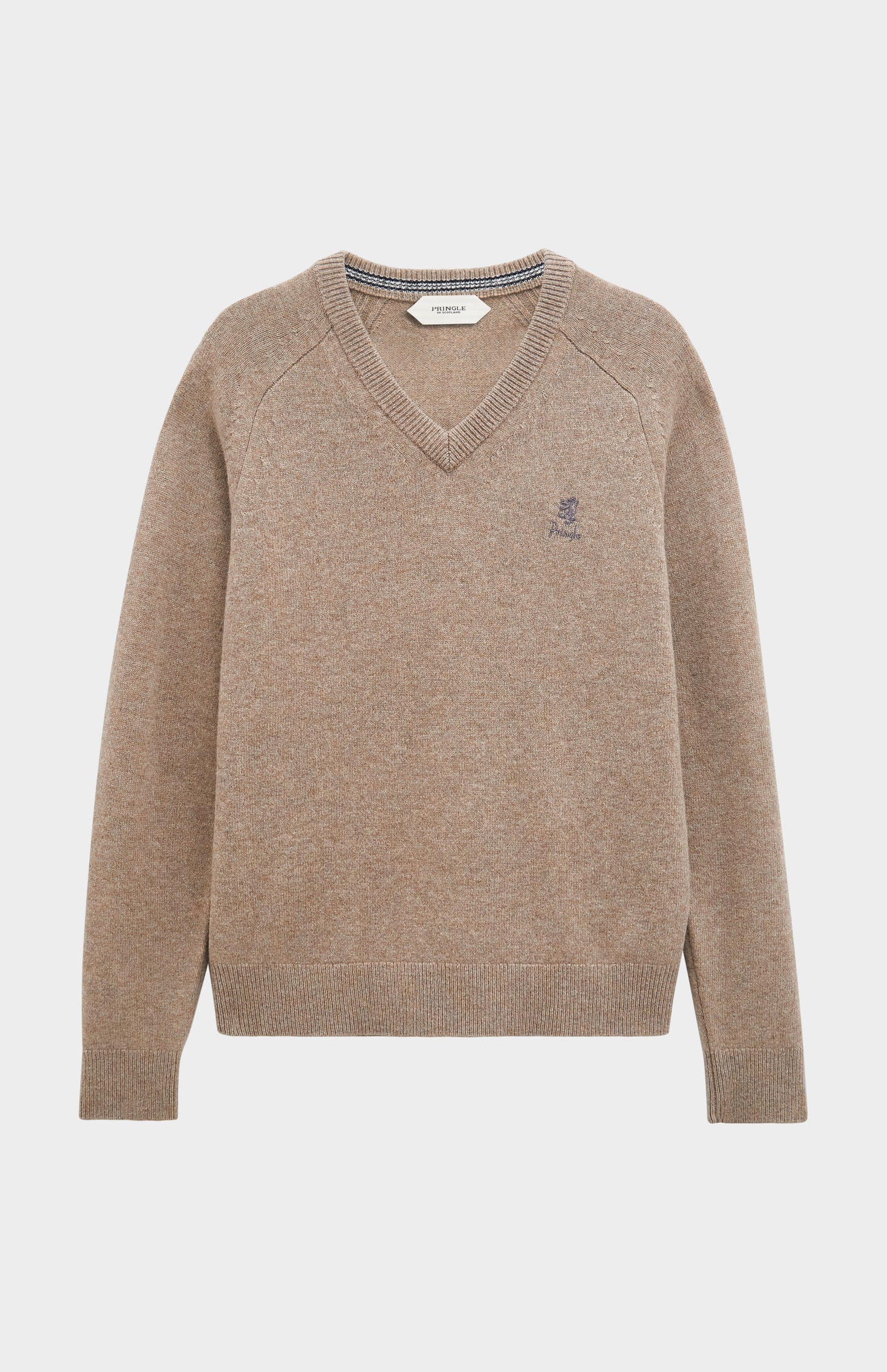Men's Classic V-neck Supersoft Lambswool Jumper  In Mushroom