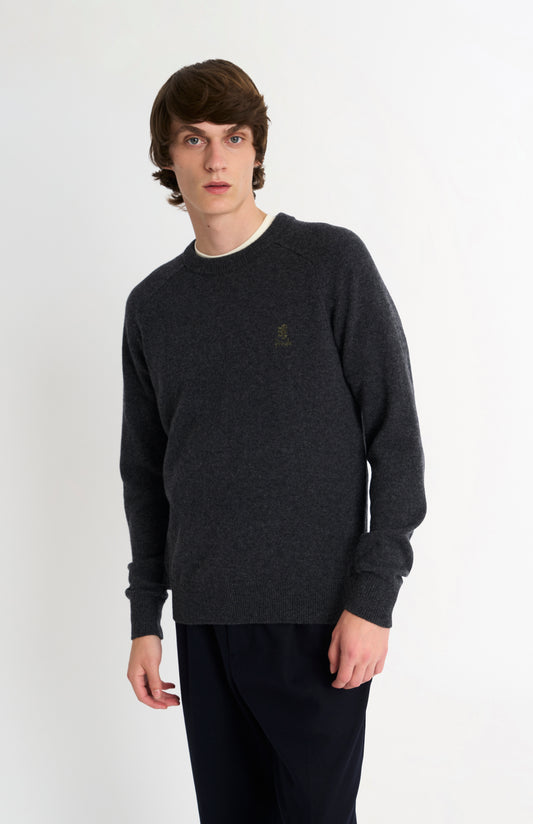 Men's Classic Crew Neck Supersoft Lambswool Jumper In Charcoal