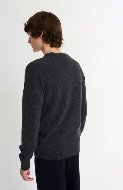 Pringle of Scotland Men’s Lambswool Crew Neck Jumper In Charcoal rear view