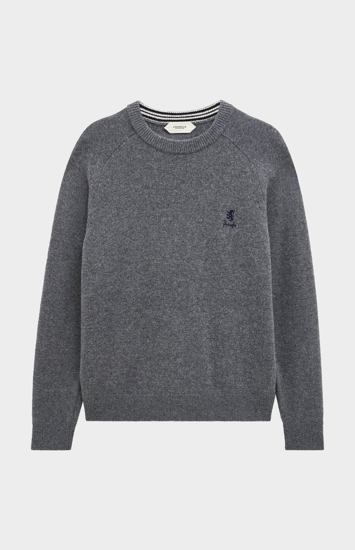 Men's Classic Crew Neck Supersoft Lambswool Jumper In Grey Melange