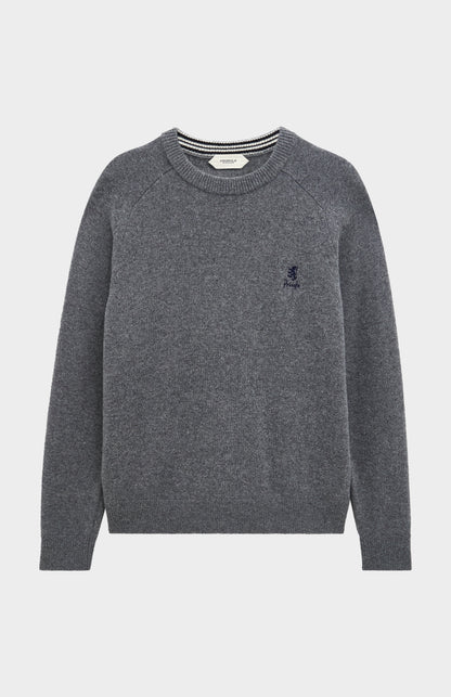 Men's Classic Crew Neck Supersoft Lambswool Jumper In Grey Melange