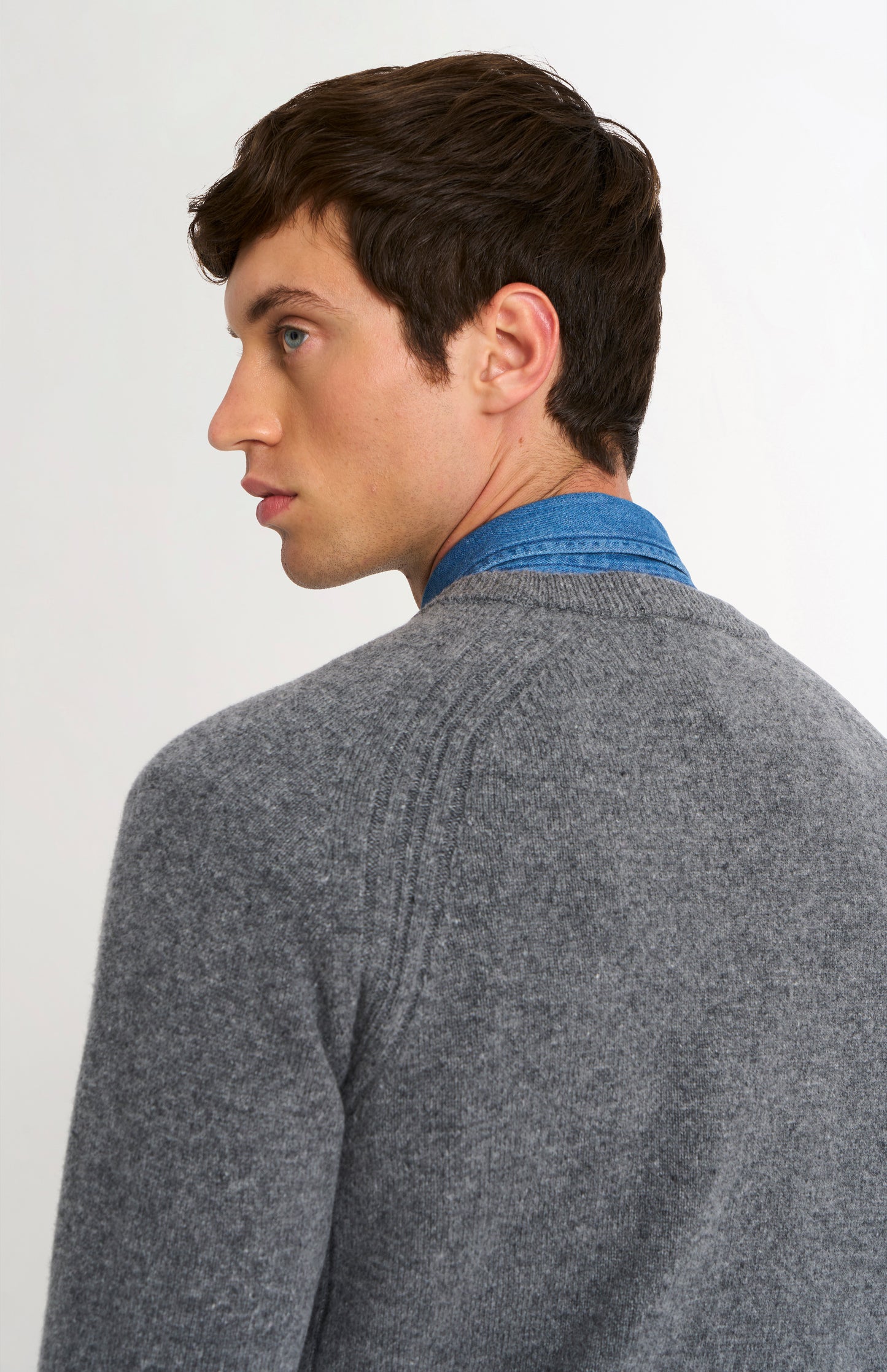 Men's Classic Crew Neck Supersoft Lambswool Jumper In Grey Melange