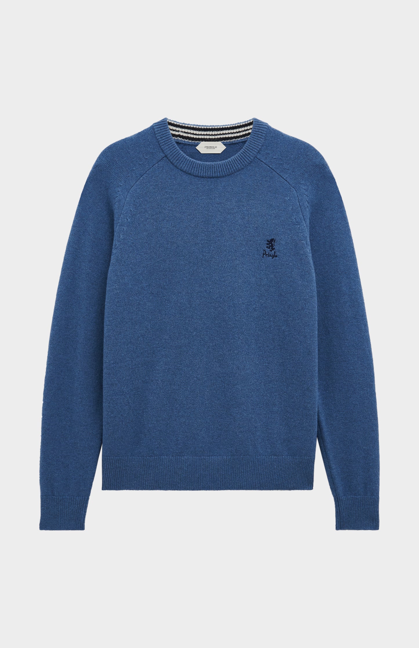 Pringle Men’s Lambswool Crew Neck Jumper In Bearing Sea Blue flat shot