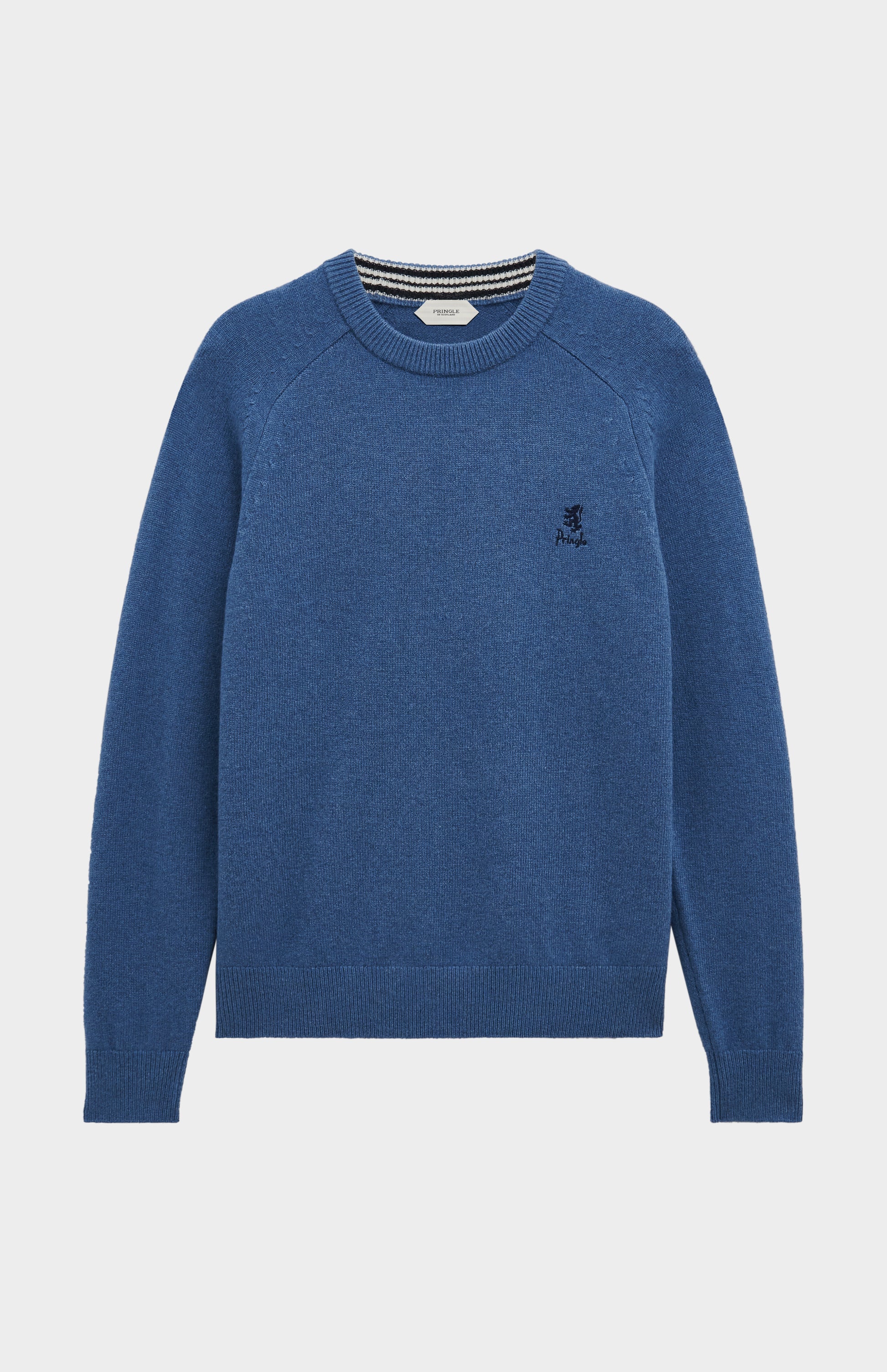 Pringle Men’s Lambswool Crew Neck Jumper In Bearing Sea Blue flat shot