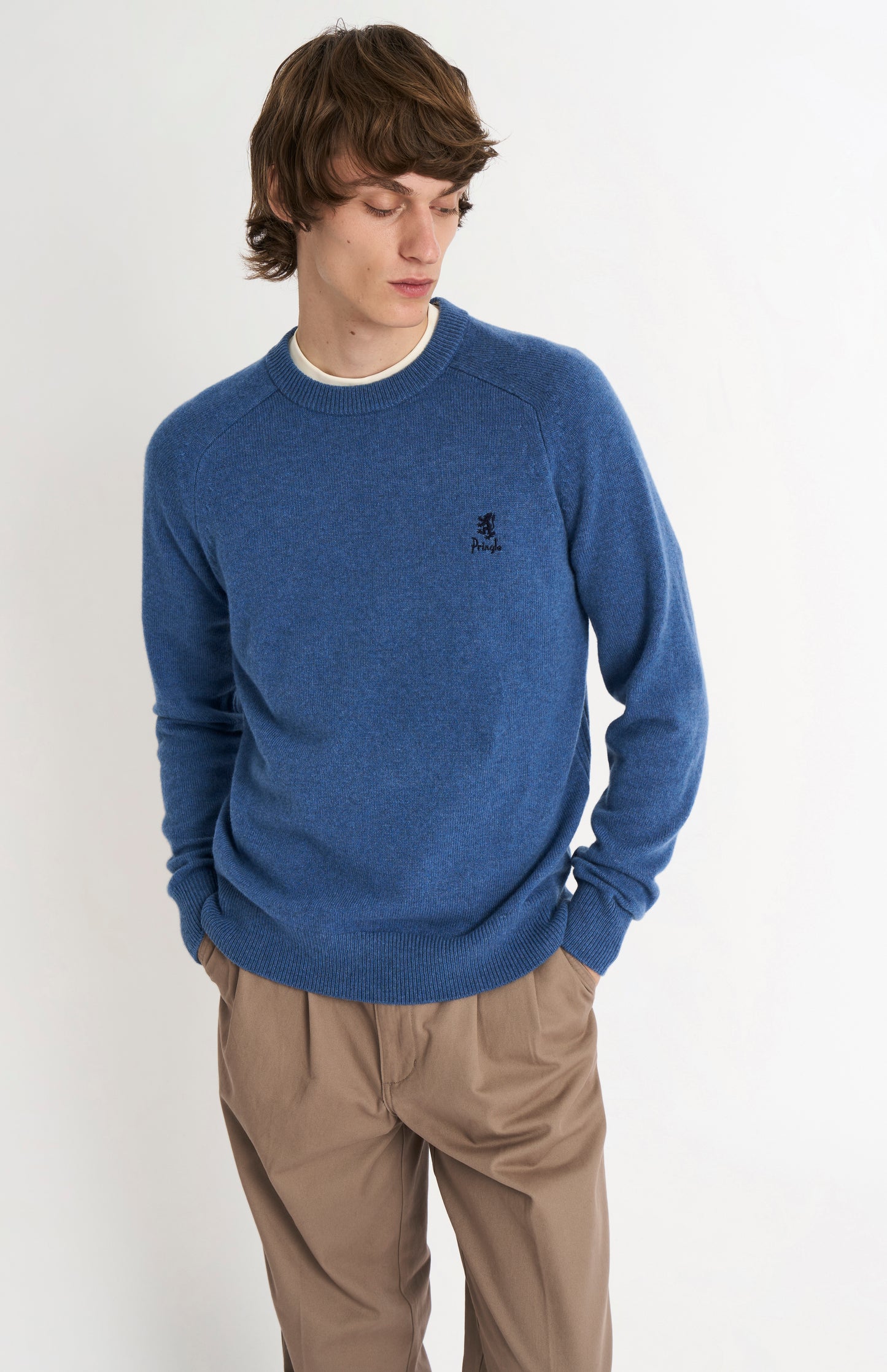 Pringle Men’s Lambswool Crew Neck Jumper In Bearing Sea Blue