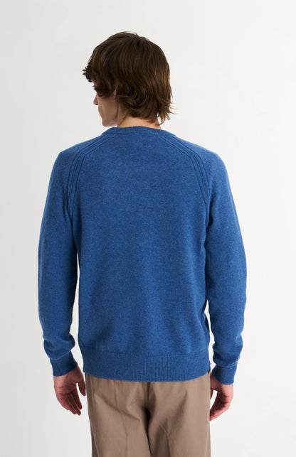 Pringle Men’s Lambswool Crew Neck Jumper In Bearing Sea Blue rear view