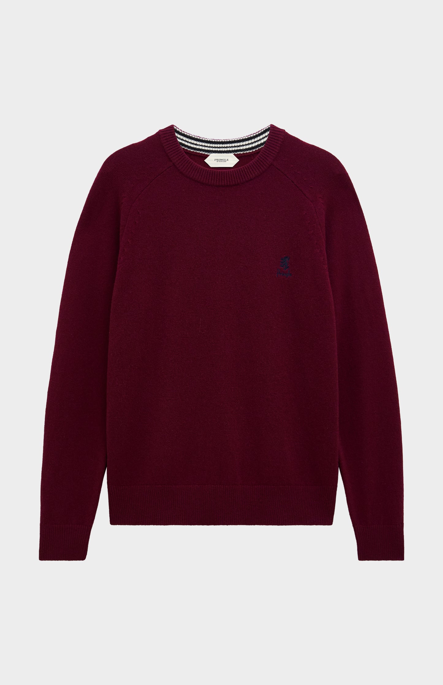 Pringle of Scotland Men’s Lambswool Crew Neck Jumper In Burgundy flat shot