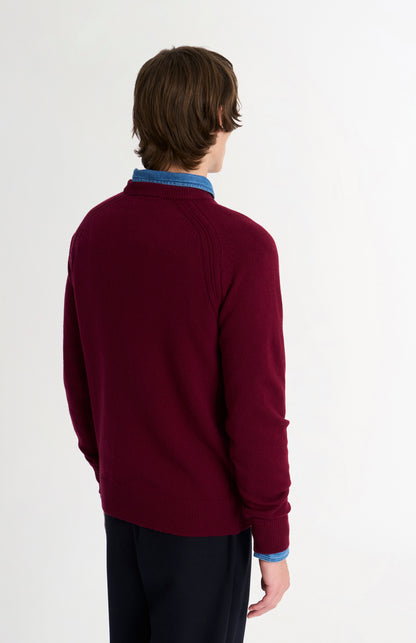 Pringle of Scotland Men’s Lambswool Crew Neck Jumper In Burgundy rear view
