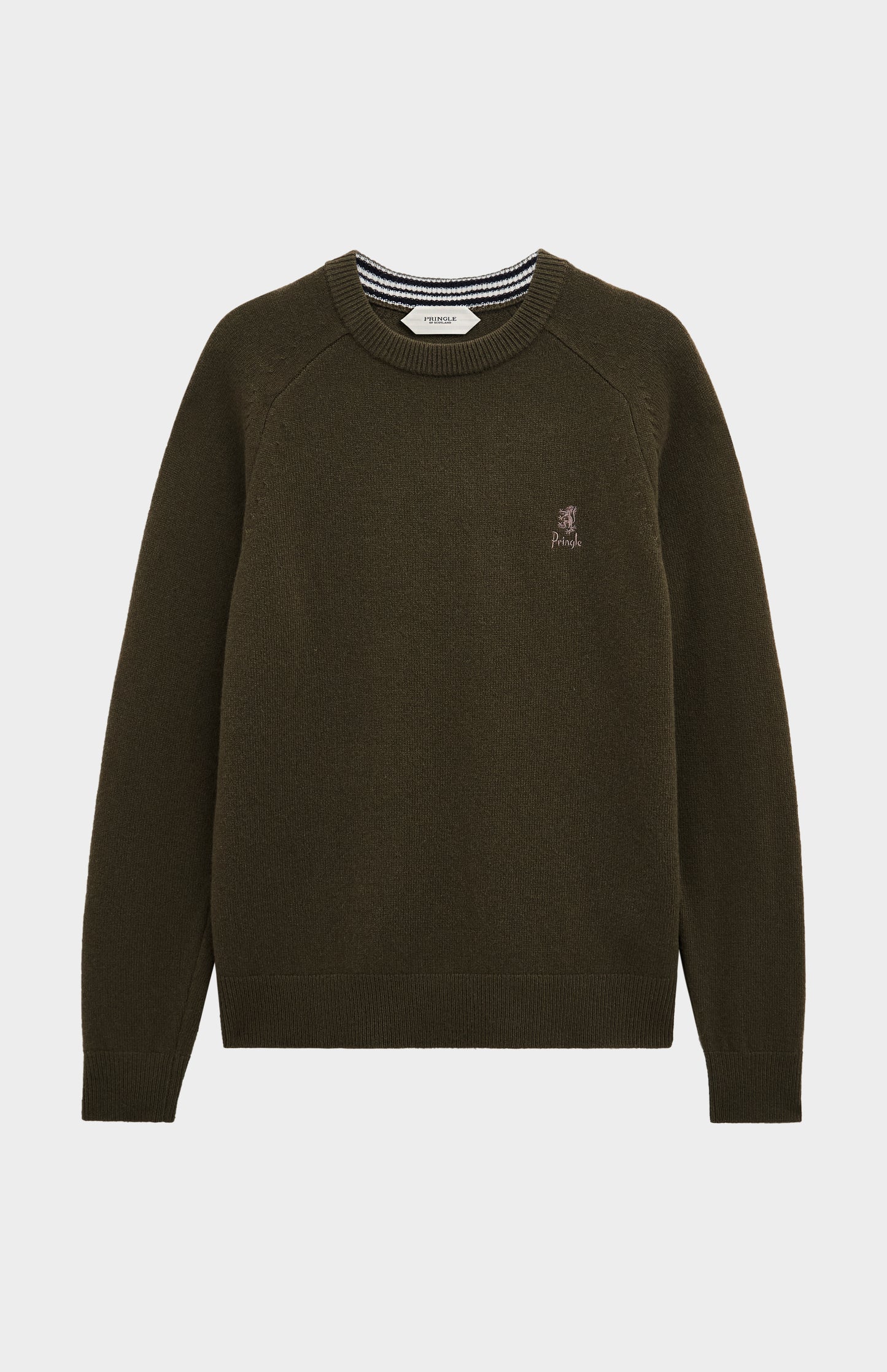Men's Classic Crew Neck Supersoft Lambswool Jumper In Dark Olive