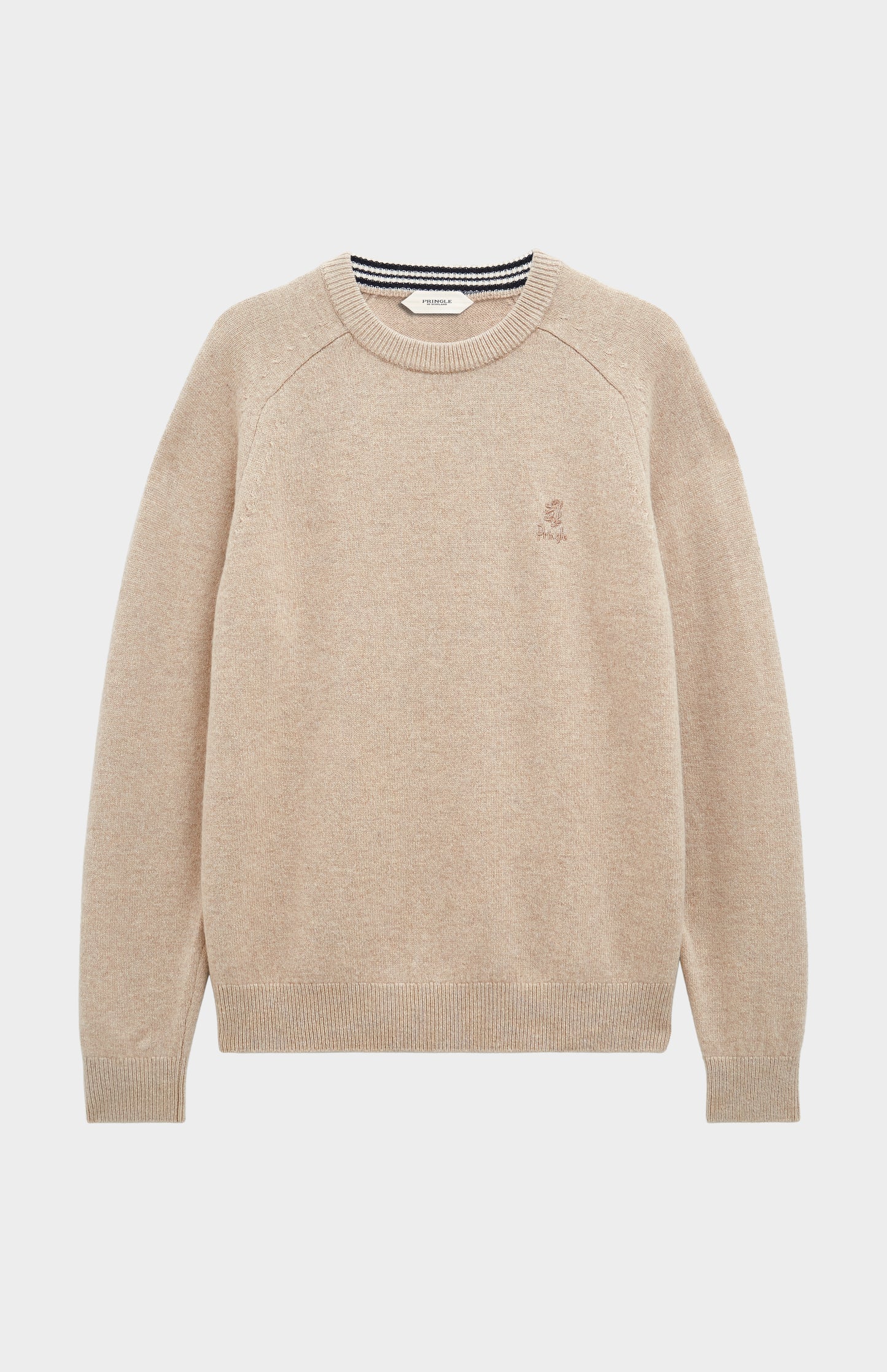 Men's Classic Crew Neck Supersoft Lambswool Jumper In Oatmeal
