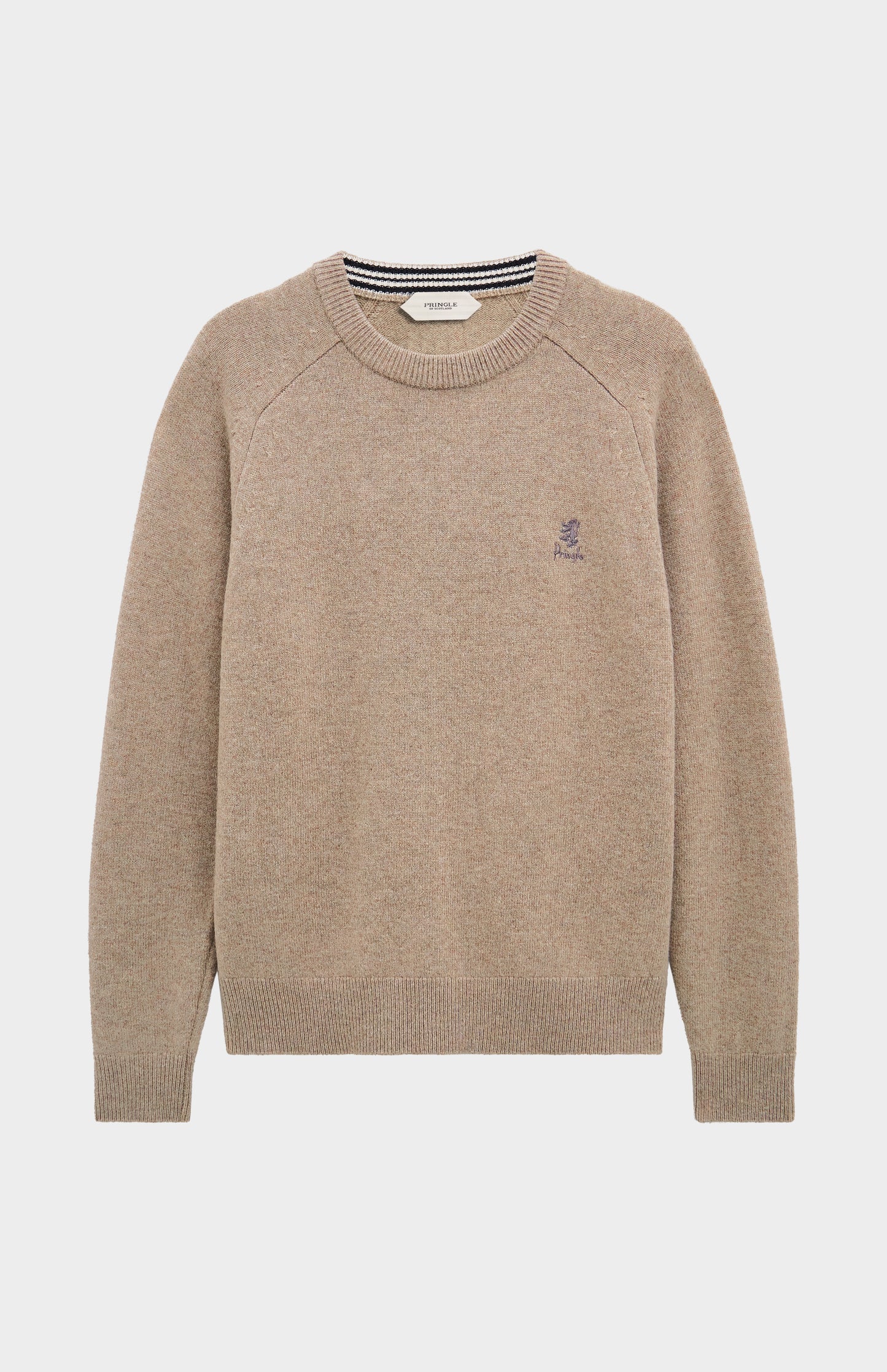 Men's Classic Crew Neck Supersoft Lambswool Jumper In Mushroom