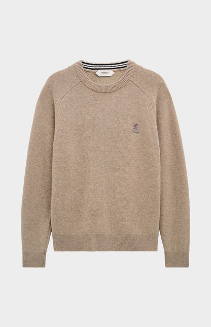 Men's Classic Crew Neck Supersoft Lambswool Jumper In Mushroom