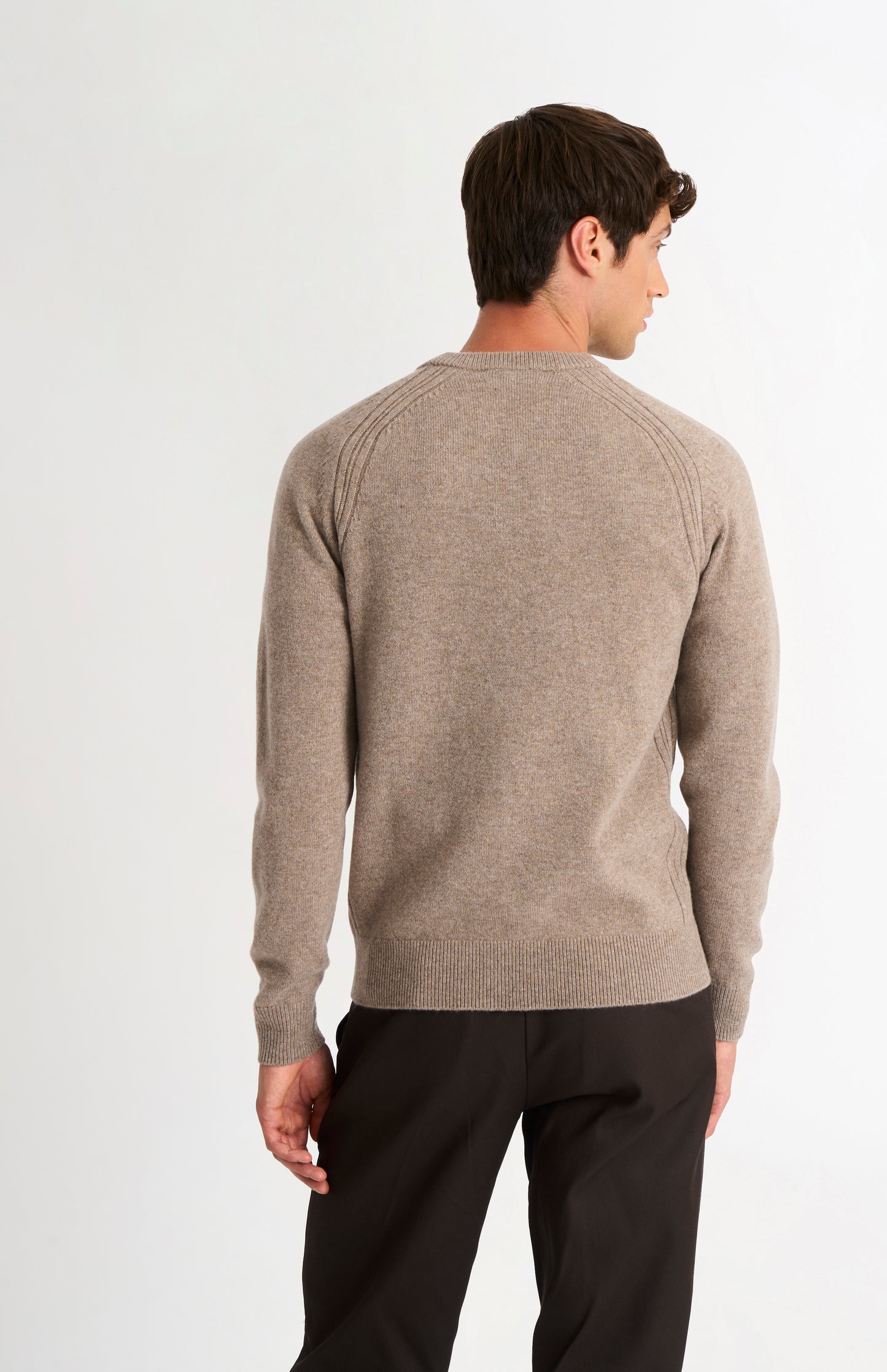 Men's Classic Crew Neck Supersoft Lambswool Jumper In Mushroom
