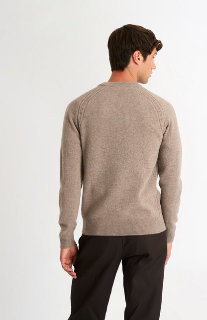 Men's Classic Crew Neck Supersoft Lambswool Jumper In Mushroom