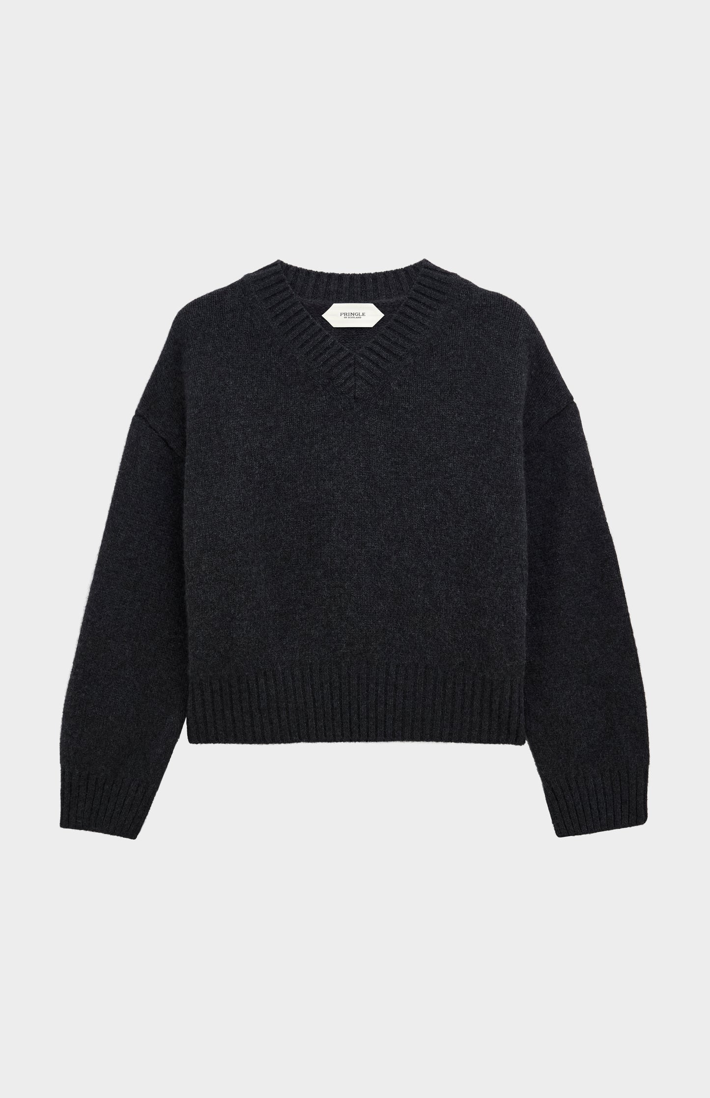 Women's V-neck Chunky Cashmere Jumper In Charcoal Melange