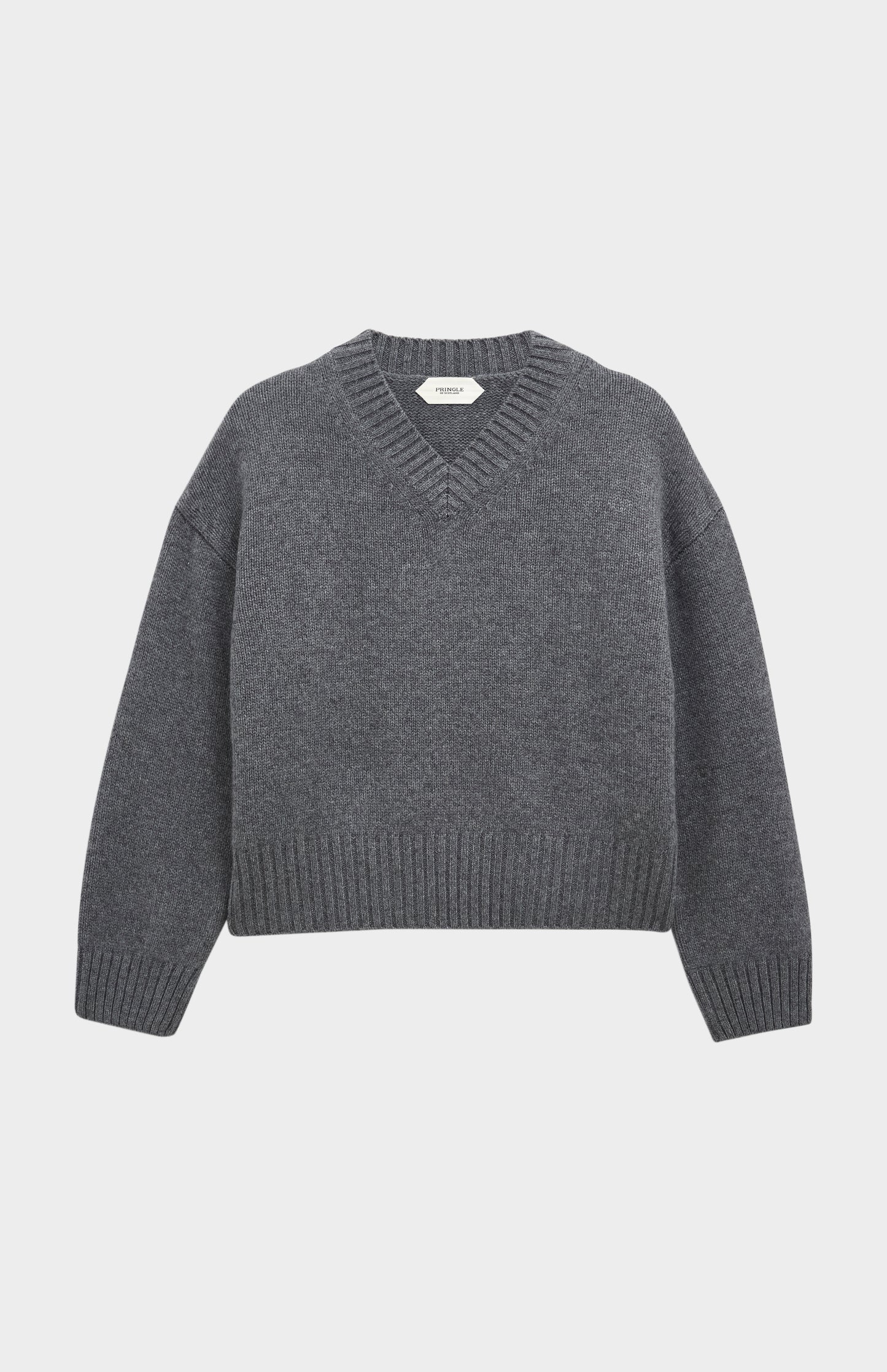 Women's V-neck Chunky Cashmere Jumper In Grey Melange