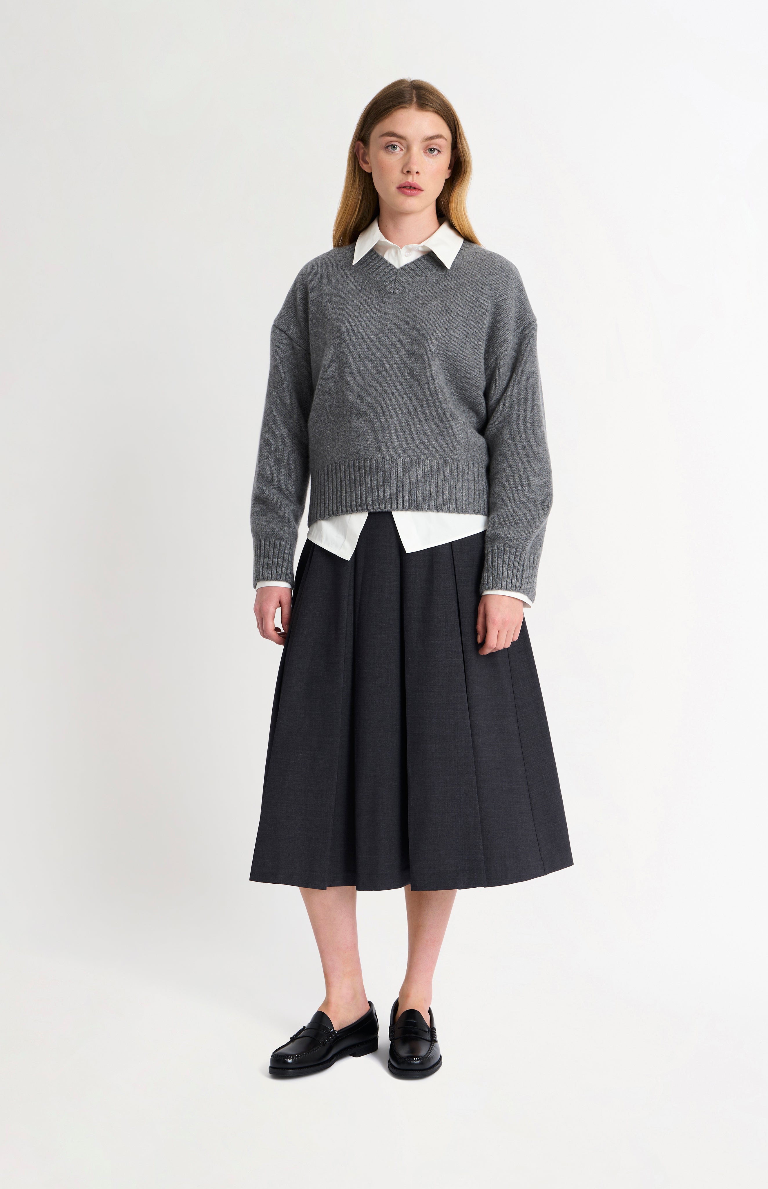 Pringle of Scotland Women's Cashmere V-neck Jumper In Grey Melange