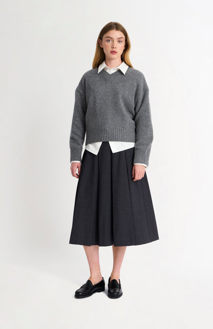 Women's V-neck Chunky Cashmere Jumper In Grey Melange