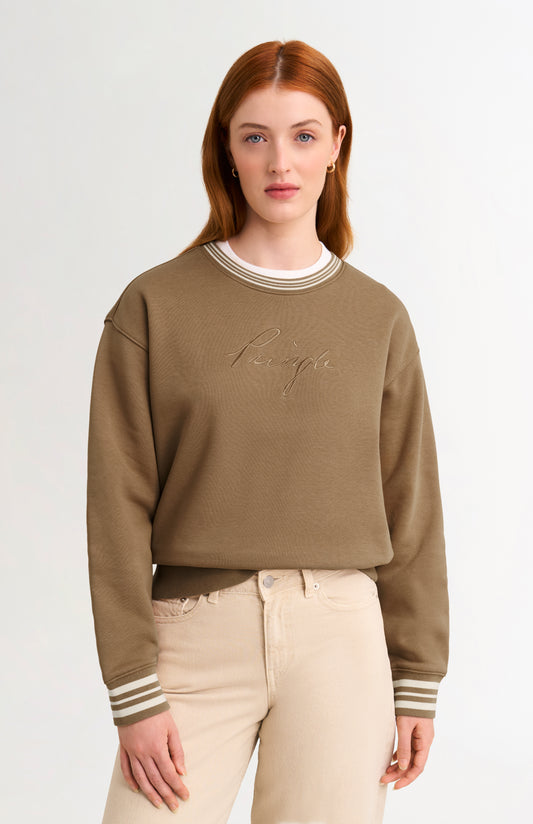 Women's  Crew Neck Sweatshirt In Camel