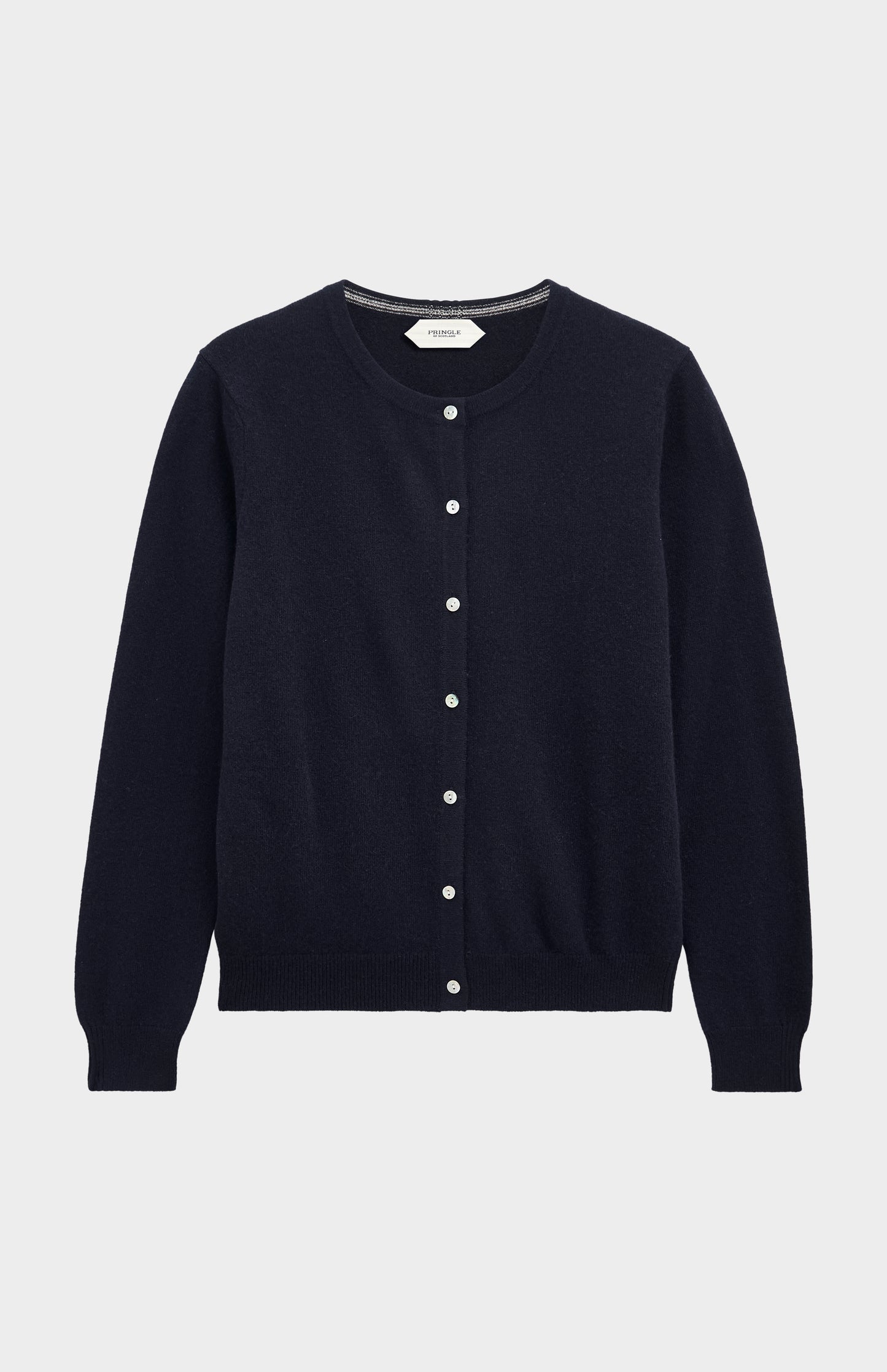 Women's  Classic Crew Neck Cashmere Cardigan In Navy Blue