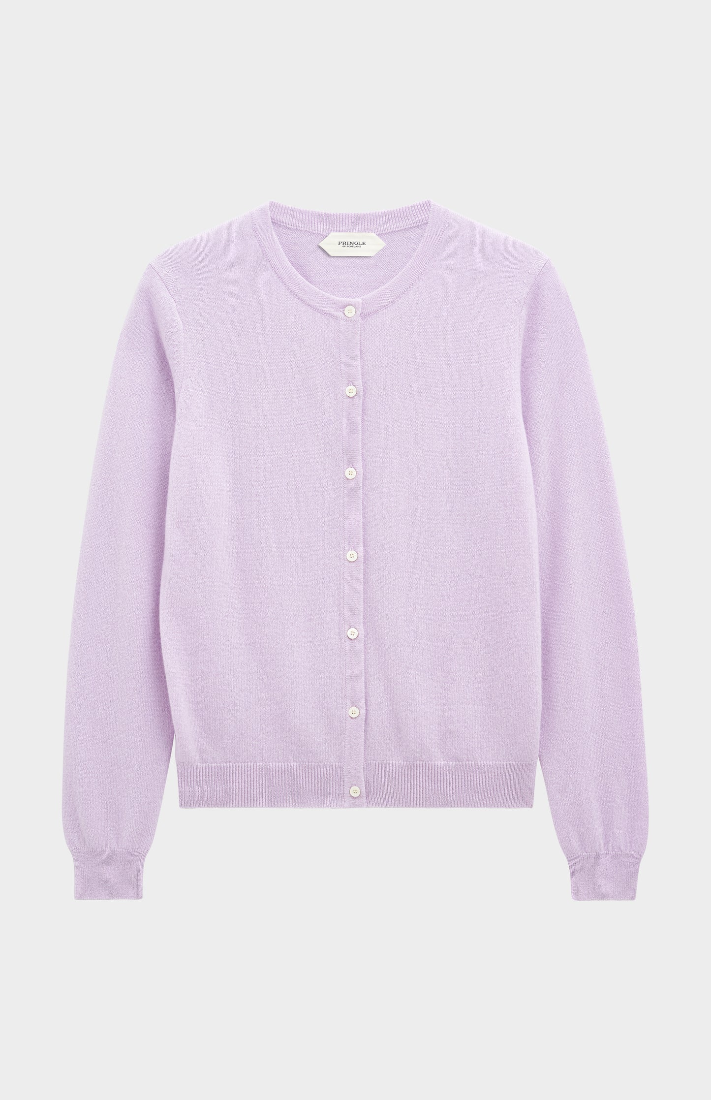Women's  Classic Crew Neck Cashmere Cardigan In Lilac