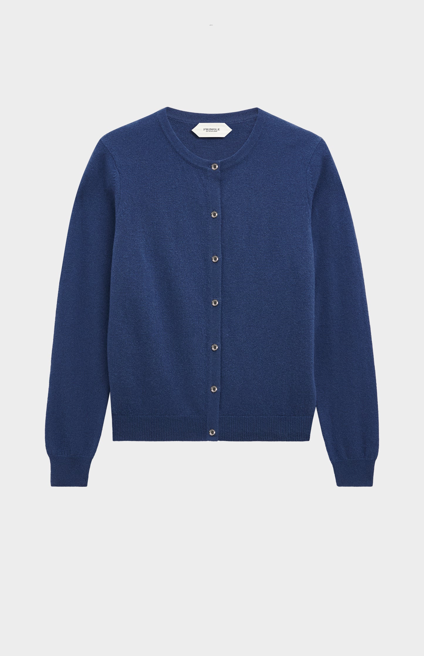 Women's  Classic Crew Neck Cashmere Cardigan In Blue