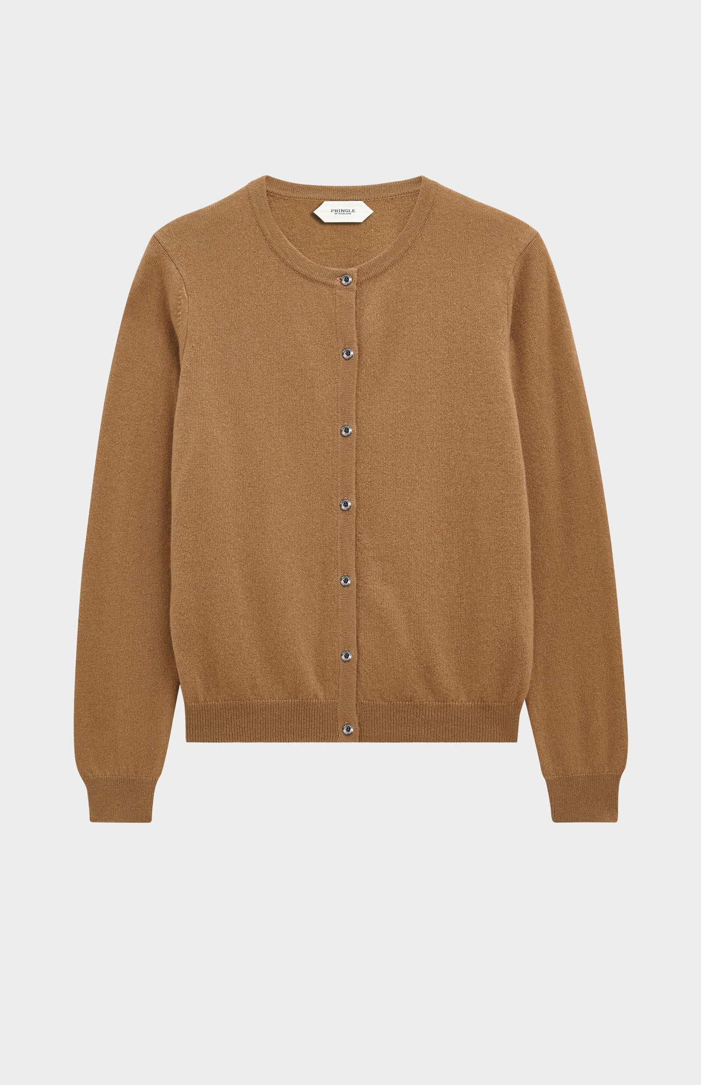 Women's  Classic Crew Neck Cashmere Cardigan In Camel