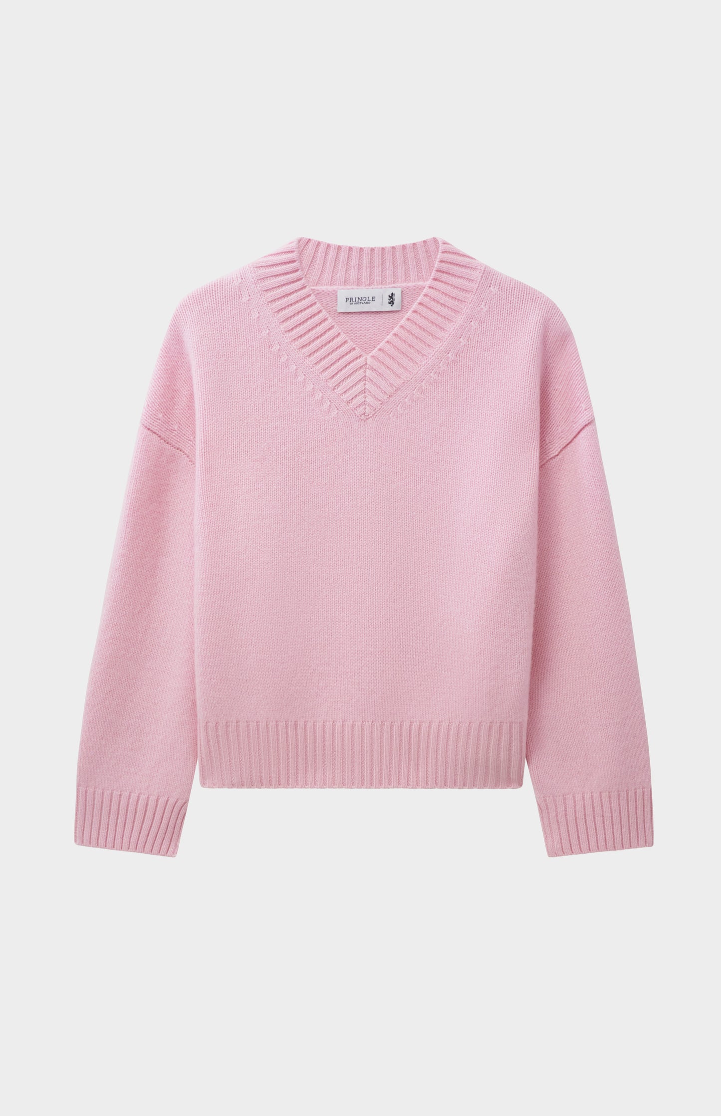 Womens V Neck Chunky Cashmere Jumper In Pink