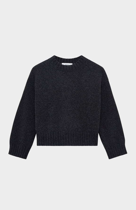 Women's Round Neck Cropped Cosy Cashmere Jumper In Black