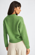Pringle Women's Cropped Round Neck Cosy Cashmere Jumper In Wood Sage rear view