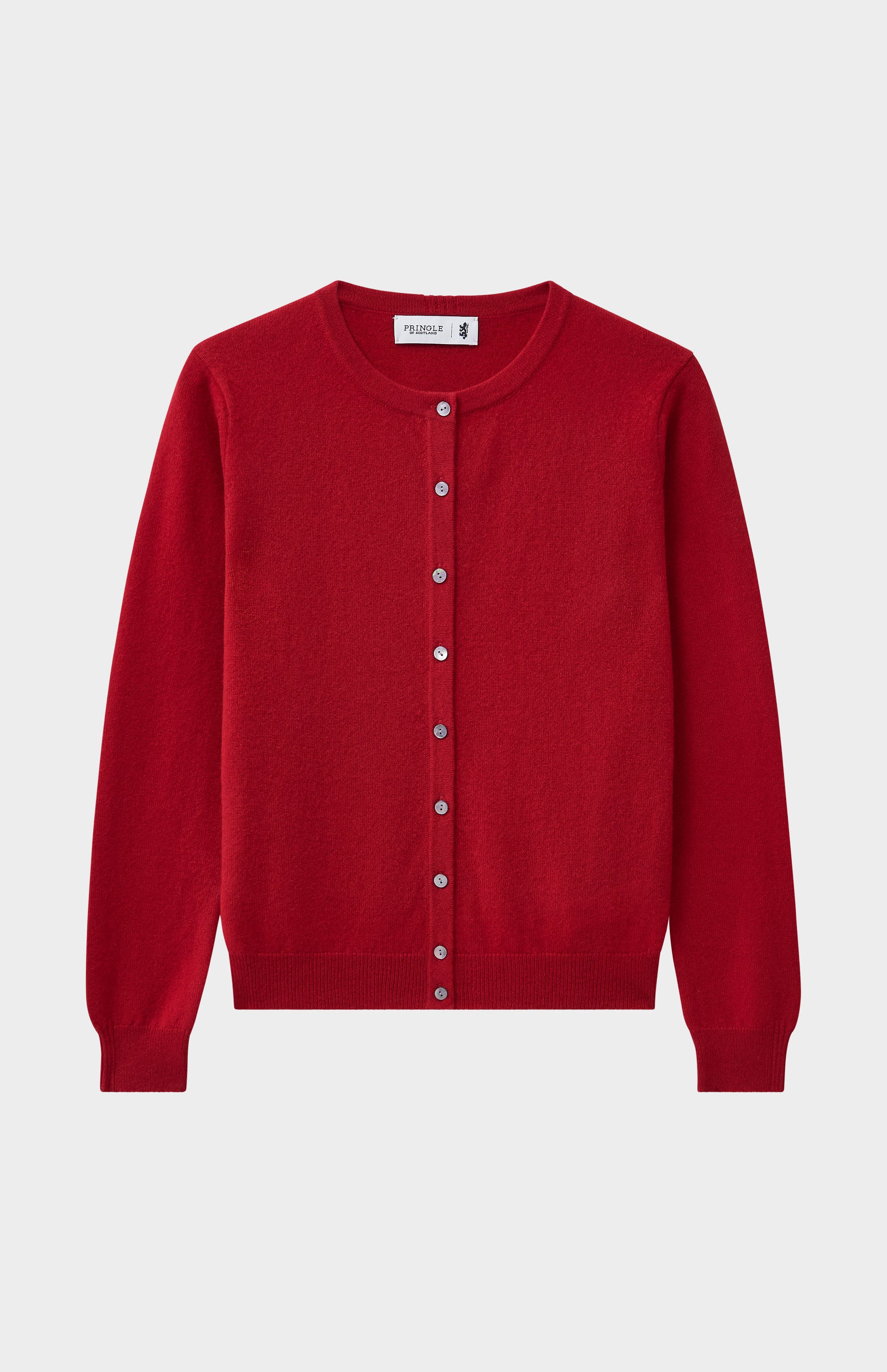 Pringle Women's Classic Round Neck Cashmere Cardigan In Scarlet