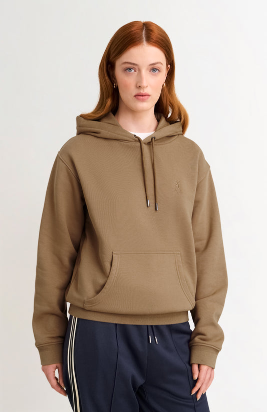 Women's Brushed Back Pull Over Hoodie In Camel