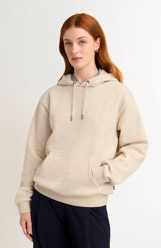 Women's Brushed Back Pull Over Hoodie In Ecru Melange