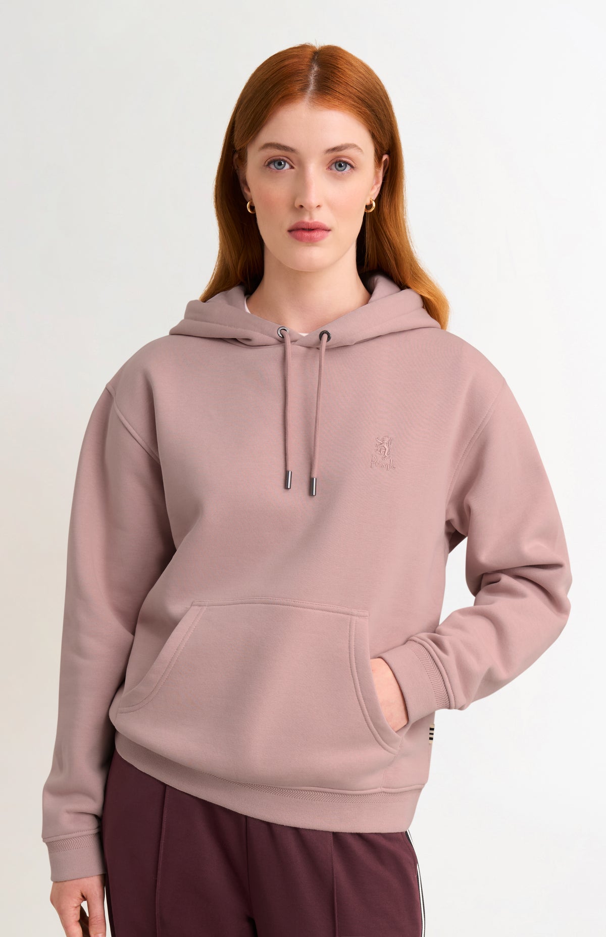 Women's Brushed Back Pull Over Hoodie In Pink