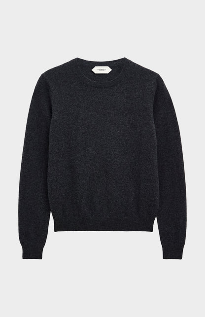 Women's Classic Crew Neck Cashmere Jumper In Charcoal Melange