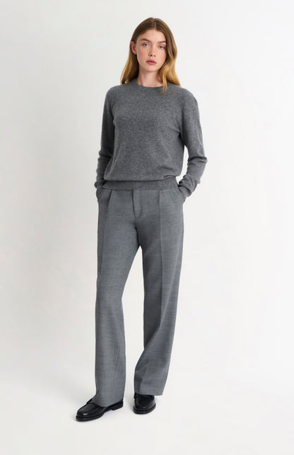 Women's Classic Crew Neck Cashmere Jumper In Grey Melange