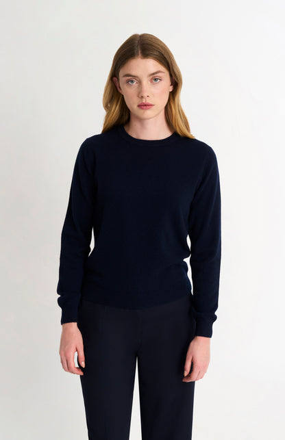 Women's Classic Crew Neck Cashmere Jumper In Navy