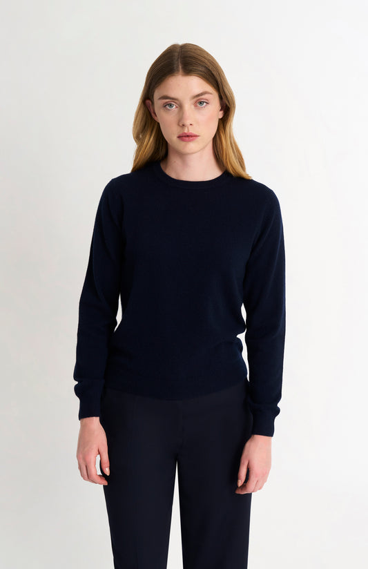 Women's Classic Crew Neck Cashmere Jumper In Navy